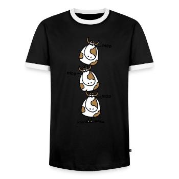 kuehe_3c - T-shirt contrasté Homme - noir/blanc - Devant - AI Model Female 172 light (172cm) & AI Model Male 178 light (178cm)