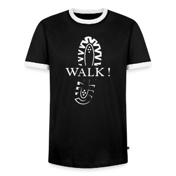 icône de chaussure de course impression de chaussure nature runner icône - T-shirt contrasté Homme - noir/blanc - Devant - AI Model Female 172 light (172cm) & AI Model Male 178 light (178cm)