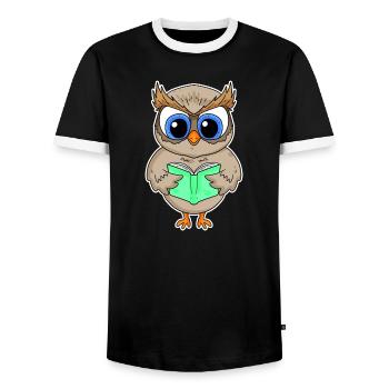 Lesen Buch Bücher Leser Geschenk - Männer Kontrast-T-Shirt - Schwarz/Weiß - Vorne - AI Model Female 172 light (172cm) & AI Model Male 178 light (178cm)