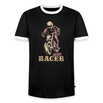 Caferacer Retro Biker Motorrad Symbol Logo icon - Männer Kontrast-T-Shirt - Schwarz/Weiß - Vorne - AI Model Female 172 light (172cm) & AI Model Male 178 light (178cm)