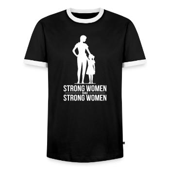 Strong Women Raise Strong Women Silhouette Mother - Men's Ringer Shirt - black/white - Front - AI Model Female 172 light (172cm) & AI Model Male 178 light (178cm)