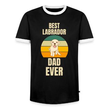 Labrador Papa Chiens Fête des Pères Rétro Labrador - T-shirt contrasté Homme - noir/blanc - Devant - AI Model Female 172 light (172cm) & AI Model Male 178 light (178cm)
