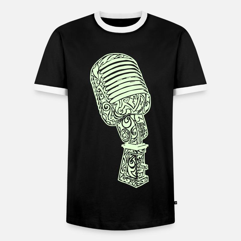 Tribal Old school Microphone - Men's Ringer Shirt - black/white