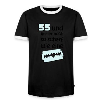 55 fünfundfünzigster anniversaire: et toujours - T-shirt contrasté Homme - noir/blanc - Devant - AI Model Female 172 light (172cm) & AI Model Male 178 light (178cm)