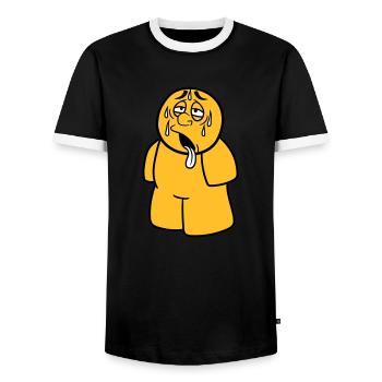 figure man cartoon cartoon exhausted sun rain tr - Men's Ringer Shirt - black/white - Front - AI Model Female 172 light (172cm) & AI Model Male 178 light (178cm)