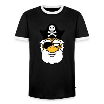kopf gesicht pirat kapitaen matrose seeraeuber sae - Männer Kontrast-T-Shirt - Schwarz/Weiß - Vorne - AI Model Female 172 light (172cm) & AI Model Male 178 light (178cm)