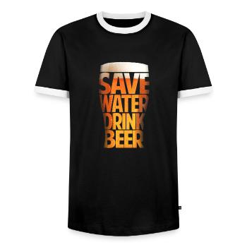 Bier - Männer Kontrast-T-Shirt - Schwarz/Weiß - Vorne - AI Model Female 172 light (172cm) & AI Model Male 178 light (178cm)
