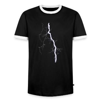 Lightning blue - Men's Ringer Shirt - black/white - Front - AI Model Female 172 light (172cm) & AI Model Male 178 light (178cm)
