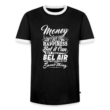 MONEY AND BEL AIR W - Men's Ringer Shirt - black/white - Front - AI Model Female 172 light (172cm) & AI Model Male 178 light (178cm)
