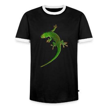 gecko - Men's Ringer Shirt - black/white - Front - AI Model Female 172 light (172cm) & AI Model Male 178 light (178cm)