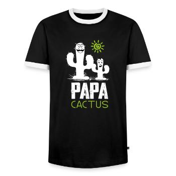 Papa Cactus - Men's Ringer Shirt - black/white - Front - AI Model Female 172 light (172cm) & AI Model Male 178 light (178cm)