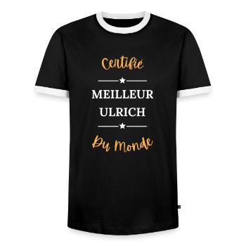 Certifié meilleur ulrich du monde - T-shirt contrasté Homme - noir/blanc - Devant - AI Model Female 172 light (172cm) & AI Model Male 178 light (178cm)