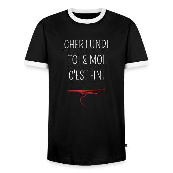 cher lundi toi & moi c'est fini - T-shirt contrasté Homme - noir/blanc - Devant - AI Model Female 172 light (172cm) & AI Model Male 178 light (178cm)