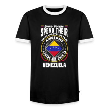 Venezuela Venezuela Venezuela Drapeau Drôle Citation - T-shirt contrasté Homme - noir/blanc - Devant - AI Model Female 172 light (172cm) & AI Model Male 178 light (178cm)