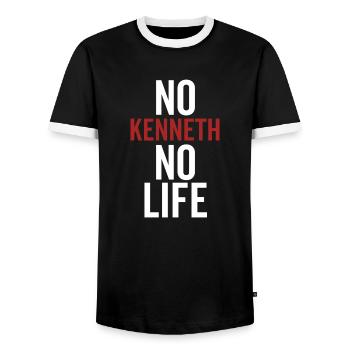 Kein Kenneth Kein Leben - Männer Kontrast-T-Shirt - Schwarz/Weiß - Vorne - AI Model Female 172 light (172cm) & AI Model Male 178 light (178cm)