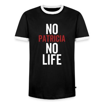 Keine Patricia Kein Leben - Männer Kontrast-T-Shirt - Schwarz/Weiß - Vorne - AI Model Female 172 light (172cm) & AI Model Male 178 light (178cm)