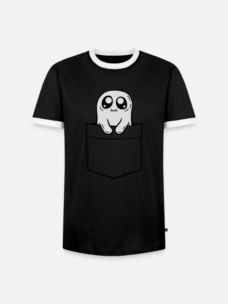 Chest pocket ghost take comic - Men's Ringer Shirt - black/white