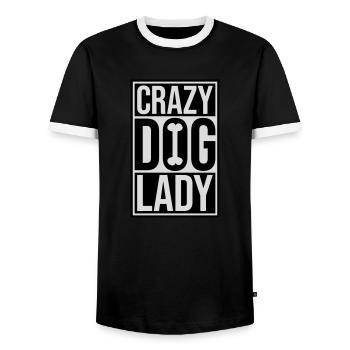 crazy dog lady quote - Men's Ringer Shirt - black/white - Front - AI Model Female 172 light (172cm) & AI Model Male 178 light (178cm)