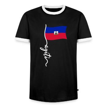 Haiti Haitian Flagge Stolz Sein I Geschenk - Männer Kontrast-T-Shirt - Schwarz/Weiß - Vorne - AI Model Female 172 light (172cm) & AI Model Male 178 light (178cm)
