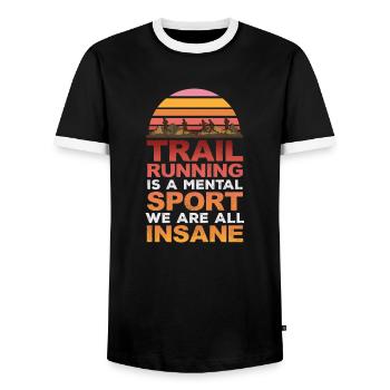 Trail Runner Running Jogging Jogger I Gift - Men's Ringer Shirt - black/white - Front - AI Model Female 172 light (172cm) & AI Model Male 178 light (178cm)