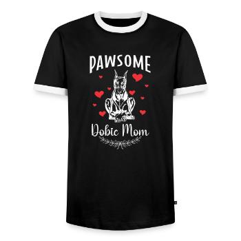 Doberman Pinscher Dog Dobie - Men's Ringer Shirt - black/white - Front - AI Model Female 172 light (172cm) & AI Model Male 178 light (178cm)
