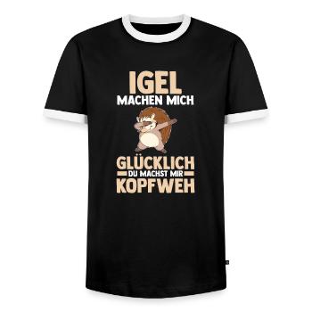 Tiermotiv Igel - Männer Kontrast-T-Shirt - Schwarz/Weiß - Vorne - AI Model Female 172 light (172cm) & AI Model Male 178 light (178cm)