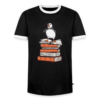 puffin, puffin, auks, lunde - Men's Ringer Shirt - black/white - Front - AI Model Female 172 light (172cm) & AI Model Male 178 light (178cm)