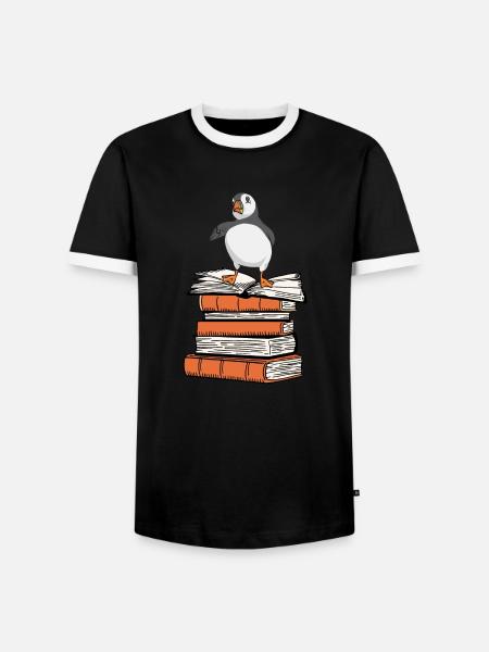 puffin, puffin, auks, lunde - Men's Ringer Shirt - black/white