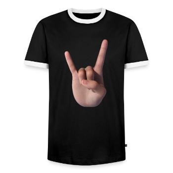 Hupenzeichen (Gesicht) - Männer Kontrast-T-Shirt - Schwarz/Weiß - Vorne - AI Model Female 172 light (172cm) & AI Model Male 178 light (178cm)