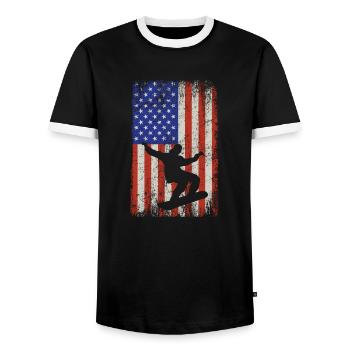 Snowboarding Snowboarder Vintage Wintersport - Männer Kontrast-T-Shirt - Schwarz/Weiß - Vorne - AI Model Female 172 light (172cm) & AI Model Male 178 light (178cm)