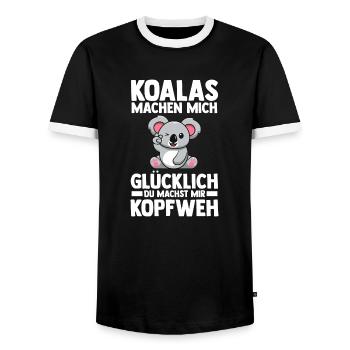 Koalabär Koala - Männer Kontrast-T-Shirt - Schwarz/Weiß - Vorne - AI Model Female 172 light (172cm) & AI Model Male 178 light (178cm)