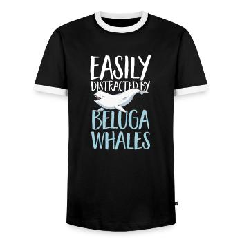 Weißwal Beluga Wal - Männer Kontrast-T-Shirt - Schwarz/Weiß - Vorne - AI Model Female 172 light (172cm) & AI Model Male 178 light (178cm)