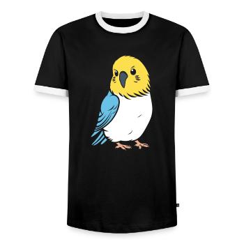 Niedlicher kleiner Wellensittich - Männer Kontrast-T-Shirt - Schwarz/Weiß - Vorne - AI Model Female 172 light (172cm) & AI Model Male 178 light (178cm)