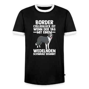 Hund Border Collie - Männer Kontrast-T-Shirt - Schwarz/Weiß - Vorne - AI Model Female 172 light (172cm) & AI Model Male 178 light (178cm)