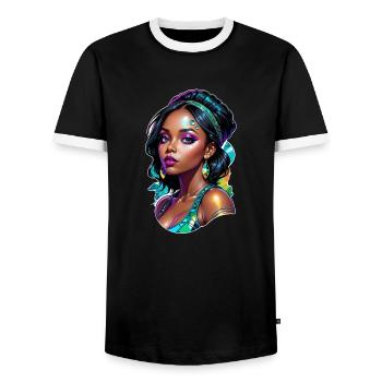 Afro Frau - Schönheit - Männer Kontrast-T-Shirt - Schwarz/Weiß - Vorne - AI Model Female 172 light (172cm) & AI Model Male 178 light (178cm)