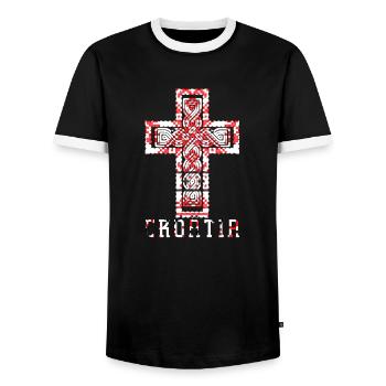 Kroatien hrvatska kroatien hrv travel europe zagreb - Männer Kontrast-T-Shirt - Schwarz/Weiß - Vorne - AI Model Female 172 light (172cm) & AI Model Male 178 light (178cm)