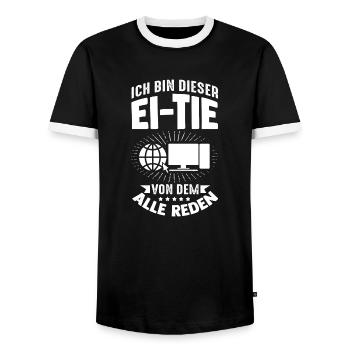 I'm that person that everyone is talking about computers - Men's Ringer Shirt - black/white - Front - AI Model Female 172 light (172cm) & AI Model Male 178 light (178cm)