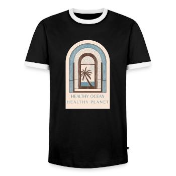 Meeresschutz - Männer Kontrast-T-Shirt - Schwarz/Weiß - Vorne - AI Model Female 172 light (172cm) & AI Model Male 178 light (178cm)