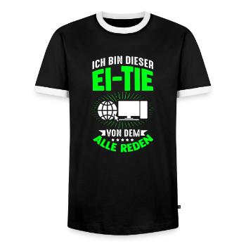 IT Computer PC Beruf Abreit Computer Fan Spruch IT - Männer Kontrast-T-Shirt - Schwarz/Weiß - Vorne - AI Model Female 172 light (172cm) & AI Model Male 178 light (178cm)
