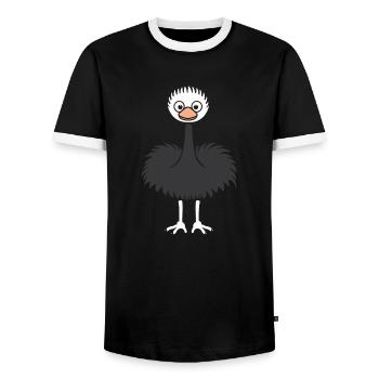 Strauß - Männer Kontrast-T-Shirt - Schwarz/Weiß - Vorne - AI Model Female 172 light (172cm) & AI Model Male 178 light (178cm)