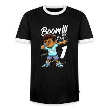 Boom Im 1 Year Old Black Boy Dabbing - Men's Ringer Shirt - black/white - Front - AI Model Female 172 light (172cm) & AI Model Male 178 light (178cm)