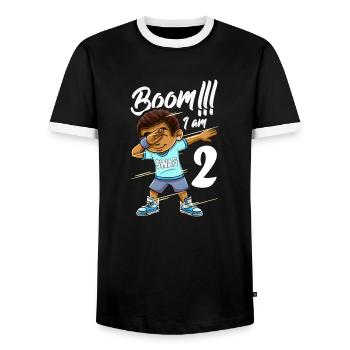 Boom Im 2 Year Old Black Boy Dabbing - Men's Ringer Shirt - black/white - Front - AI Model Female 172 light (172cm) & AI Model Male 178 light (178cm)