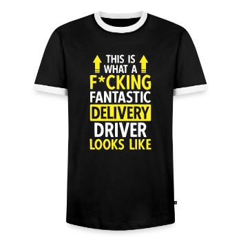 Lieferant Paket Lieferung - Männer Kontrast-T-Shirt - Schwarz/Weiß - Vorne - AI Model Female 172 light (172cm) & AI Model Male 178 light (178cm)