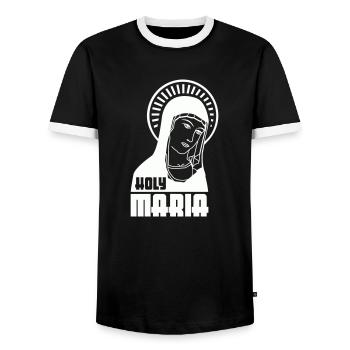 Holy Mary - Men's Ringer Shirt - black/white - Front - AI Model Female 172 light (172cm) & AI Model Male 178 light (178cm)