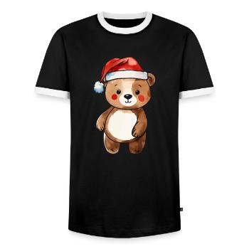 Dessin de Noël Ours - T-shirt contrasté Homme - noir/blanc - Devant - AI Model Female 172 light (172cm) & AI Model Male 178 light (178cm)