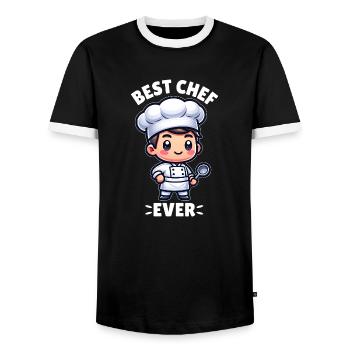 Bester Koch aller Zeiten - Männer Kontrast-T-Shirt - Schwarz/Weiß - Vorne - AI Model Female 172 light (172cm) & AI Model Male 178 light (178cm)