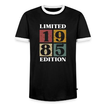 Vintage-Geschenk 1985 Jubiläum Limitierte Auflage - Männer Kontrast-T-Shirt - Schwarz/Weiß - Vorne - AI Model Female 172 light (172cm) & AI Model Male 178 light (178cm)