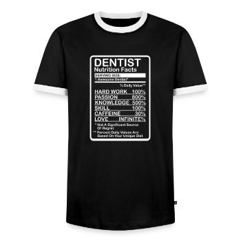 Dentist Nutritional Information - Men's Ringer Shirt - black/white - Front - AI Model Female 172 light (172cm) & AI Model Male 178 light (178cm)