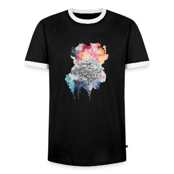 Explosion of color - Men's Ringer Shirt - black/white - Front - AI Model Female 172 light (172cm) & AI Model Male 178 light (178cm)