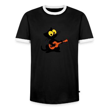 Georgie makes music - Men's Ringer Shirt - black/white - Front - AI Model Female 172 light (172cm) & AI Model Male 178 light (178cm)